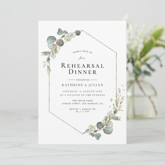 eucalyptus greenery lijst repetitief diner kaart (Staand voorkant)