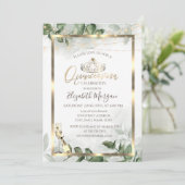 Eucalyptus Greenery Lijst Wine Quinceanera Kaart (Staand voorkant)