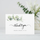 Eucalyptus Greenery Love Heart Calligraphy Wedding Bedankkaart (Staand voorkant)