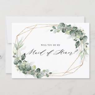 Eucalyptus Greenery Maid of Honor Invitation Kaart