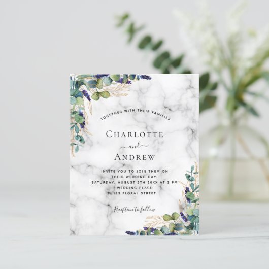 Eucalyptus greenery marble bruiloft (Staand voorkant)