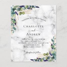 Eucalyptus greenery marble bruiloft flyer