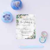 Eucalyptus greenery marble bruiloft flyer (Enkel)