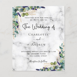 Eucalyptus greenery marble bruiloft flyer