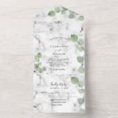Eucalyptus greenery marmer bruiloft all in one uitnodiging (Binnen)