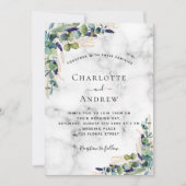 Eucalyptus greenery marmer bruiloft kaart (Voorkant)