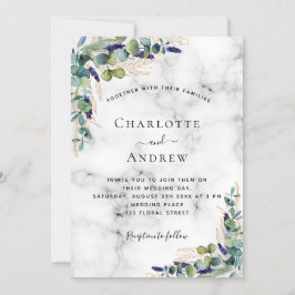 Eucalyptus greenery marmer bruiloft kaart