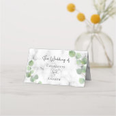 Eucalyptus greenery marmer bruiloft plaatskaartje (Achterkant)