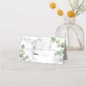 Eucalyptus greenery marmer bruiloft plaatskaartje (Voorkant)