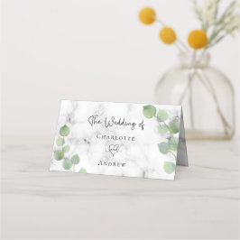 Eucalyptus greenery marmer bruiloft plaatskaartje