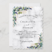 Eucalyptus greenery marmer luxe bruiloft kaart (Voorkant)