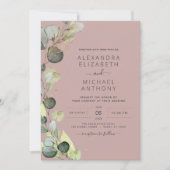 Eucalyptus Greenery Mauve Roze bruiloft Kaart (Voorkant)