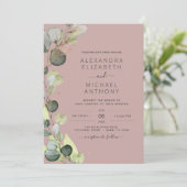Eucalyptus Greenery Mauve Roze bruiloft Kaart (Staand voorkant)