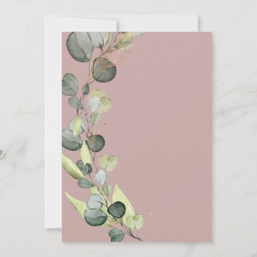 Eucalyptus Greenery Mauve Roze bruiloft Kaart (Achterkant)