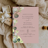 Eucalyptus Greenery Mauve Roze bruiloft Kaart