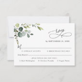 Eucalyptus Greenery Meal Options Song Request RSVP Kaartje (Voorkant)