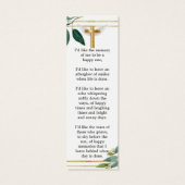 Eucalyptus Greenery Memorial Funeral Bladwijzer Mini Visitekaartjes (Achterkant)