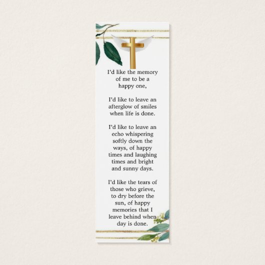 Eucalyptus Greenery Memorial Funeral Bladwijzer Mini Visitekaartjes (Achterkant)