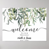 Eucalyptus Greenery Minimal Weddenschap Welkomstbo Poster (Voorkant)