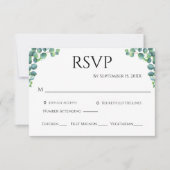 Eucalyptus Greenery Minimalist Simple Wedding RSVP Kaartje (Voorkant)
