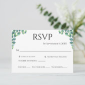 Eucalyptus Greenery Minimalist Simple Wedding RSVP Kaartje (Staand voorkant)