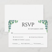 Eucalyptus Greenery Minimalist Simple Wedding RSVP Kaartje (Voorkant / Achterkant)
