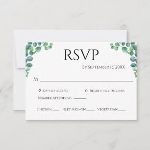 Eucalyptus Greenery Minimalist Simple Wedding RSVP Kaartje