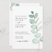 Eucalyptus Greenery Minimalist Weddenschap Aankondiging (Voorkant / Achterkant)