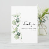 Eucalyptus Greenery Minimalist Weddenschap Bedankkaart (Staand voorkant)