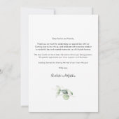 Eucalyptus Greenery Minimalist Weddenschap Bedankkaart (Achterkant)