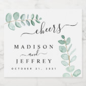 Eucalyptus Greenery Minimalist Weddenschap Bier Etiket (Enkel label)