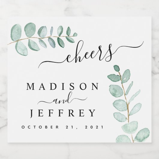 Eucalyptus Greenery Minimalist Weddenschap Bier Etiket (Enkel label)