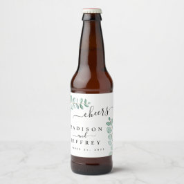 Eucalyptus Greenery Minimalist Weddenschap Bier Etiket
