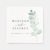 Eucalyptus Greenery Minimalist Weddenschap Cocktai Servet (Voorkant)