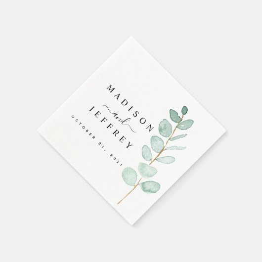Eucalyptus Greenery Minimalist Weddenschap Cocktai Servet (Hoek)
