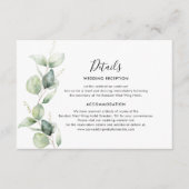Eucalyptus Greenery Minimalist Weddenschap Informatiekaartje (Voorkant)