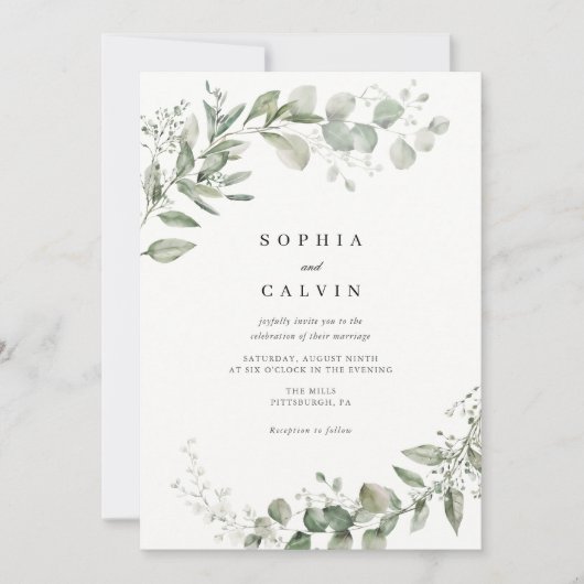 Eucalyptus Greenery Minimalist Weddenschap Kaart (Voorkant)