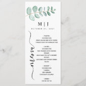 Eucalyptus Greenery Minimalist Weddenschap Menu (Voorkant)