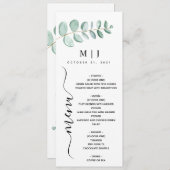 Eucalyptus Greenery Minimalist Weddenschap Menu (Voorkant / Achterkant)