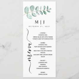 Eucalyptus Greenery Minimalist Weddenschap Menu