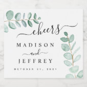 Eucalyptus Greenery Minimalist Weddenschap Sparkling Wijnetiket (Enkel label)