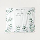 Eucalyptus Greenery Minimalist Weddenschap Wandkleed (Voorkant (horizontaal))