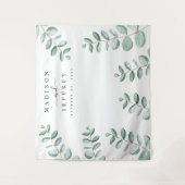 Eucalyptus Greenery Minimalist Weddenschap Wandkleed (Voorkant)