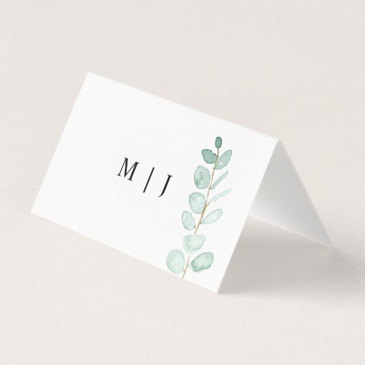 Eucalyptus Greenery Minimalist Wedding Table Kaart (Achterkant)