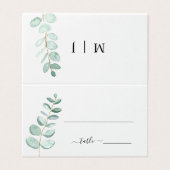 Eucalyptus Greenery Minimalist Wedding Table Kaart (Buitenkant ongevouwen)