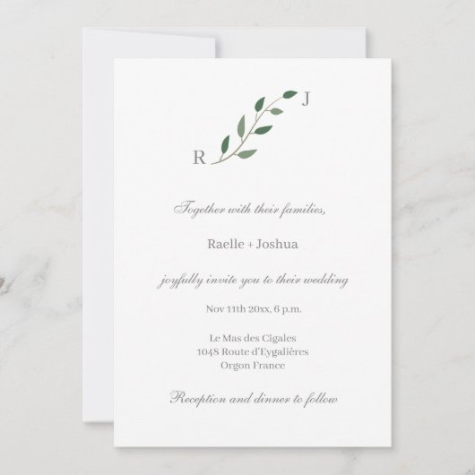 Eucalyptus Greenery Minimalist White Gray Wedding Kaart (Voorkant)