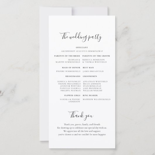 Eucalyptus Greenery minimalistisch bruiloft progra (Achterkant)