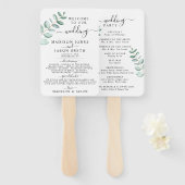 Eucalyptus Greenery minimalistisch bruiloft progra Handwaaier (Voorkant en achterkant)