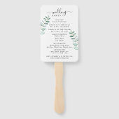 Eucalyptus Greenery minimalistisch bruiloft progra Handwaaier (Achterkant)