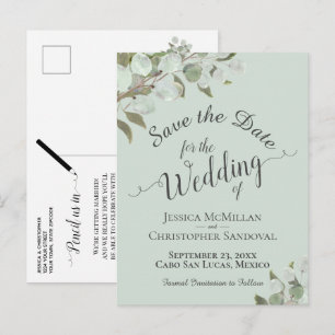 Eucalyptus & Greenery Mint Wedding Sla de datum op Aankondigingskaart